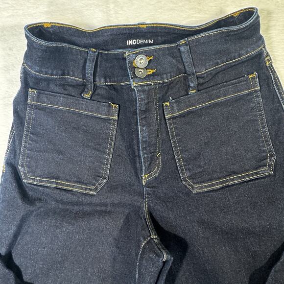 INC International Concepts Size 6 High Rise Wide Leg Denim Blue Jeans Pre-Owned - Picture 4 of 9